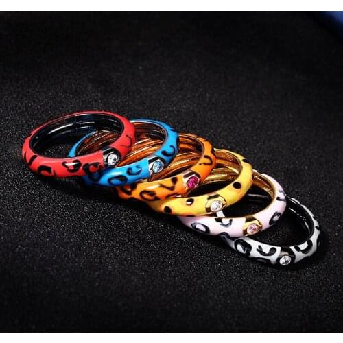 925 SILVER New Enamel Ring Simple Multicolor Ring Leopard Print Honey Butterfly Ring Ladies Men Couple Rings Engagement Jewelry