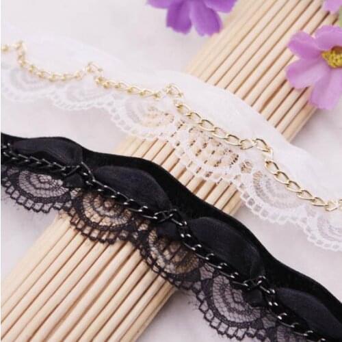 10Yards Gold Beaded Chain Lace Trims Ribbon Embroidered Lace DIY Child Clothing Skirt Doll Accessories Dentelle Applique Sewing