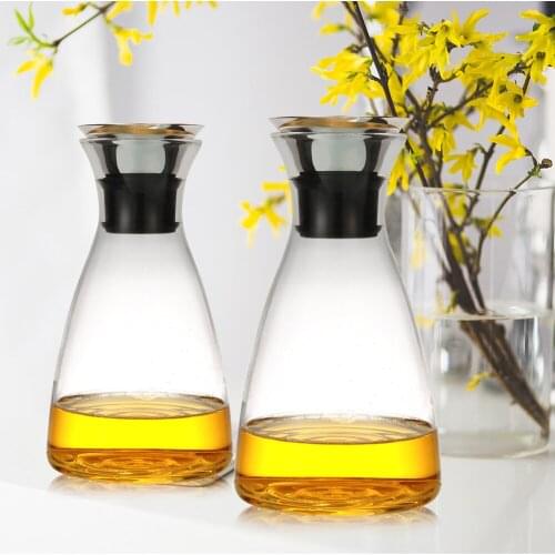 1000/1500 Glass Carafe with Stainless Steel Silicone Flip-top Lid Hot or Iced Water Pitcher CreateYour Ice Water Beverages SH180