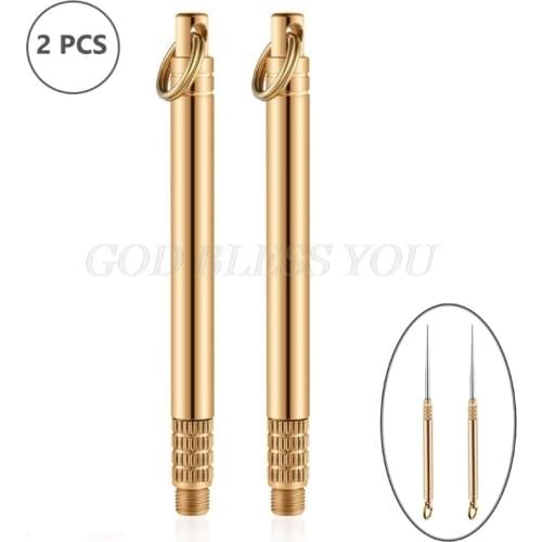 2 Pieces Pocket Titanium Warehouse Toothpick Holders Waterproof Multi-function Fruit Fork for Outdoor Picnic and Camping