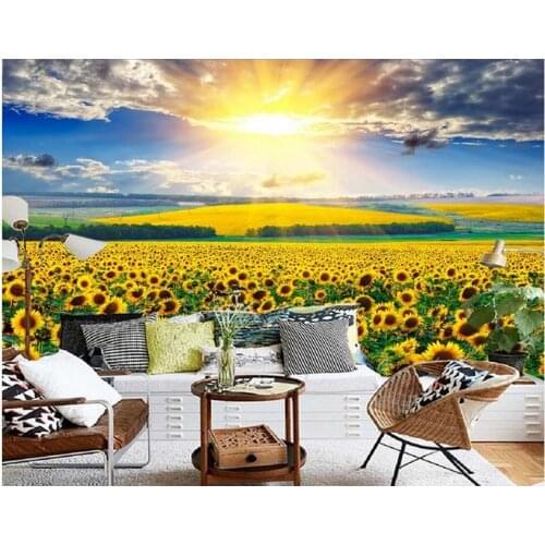 3d room wallpaper Sunflower sun TV backdrop modern living room wallpapers Home Decoration