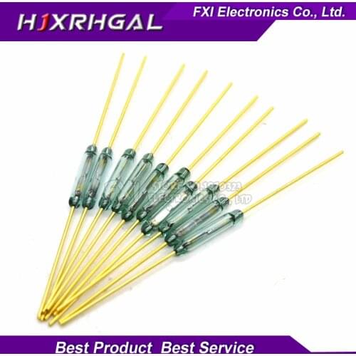 5PCS Reed Switch 1.8*10mm Magnetic Control Switch Green Glass Reed Switches Glass Normally Open Contact For Sensors MKA10110