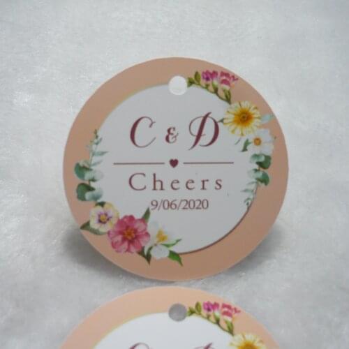 50mm/2inch - Customizable Spring wreath fresh flowers Freesia Floral Monogram Wedding Favor Classic Round Favor tag