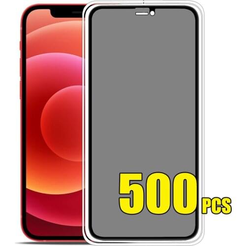 500pcs Privacy Tempered Glass Private Screen Protector Cover Curved Film For iPhone 12 Mini 11 Pro Max XS XR X 8 7 6 6S Plus SE