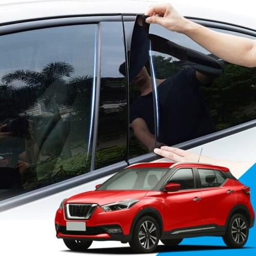 6pcs Car Styling Car Window Pillar Trim Sticker Middle BC Column Stickers External Auto Accessories For Nissan Kicks 2016-2020