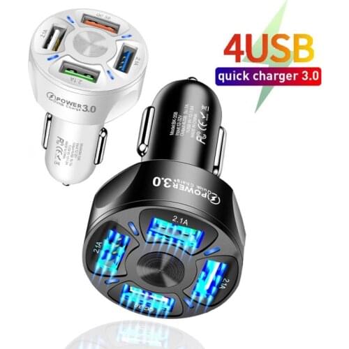4 USB Car Charger Quick Charge 3.0 For Samsung s10 Car-chargers For iphone 11 pro max Smart Phone Universal Fast Charging in car