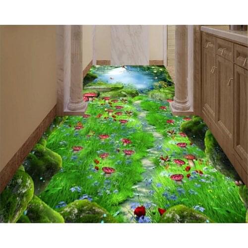 Beibehang Creative aesthetic wallpaper magic dream forest path 3d flooring three dimensional painting papel de parede behang