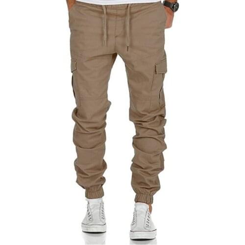 New Men Pants Hip Hop Joggers Fashion Basic Solid Elastic Waist Trousers Casual Pockets High Quality Mens Sweatpants Cotton Mid