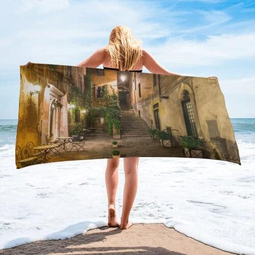Civil Building House Yard Italy Beach Towel Luxury Quick-dry Microfiber Bath Towels Yoga Mat Sport Swimming Towels