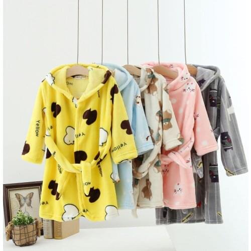 Children BathRobes Flannel Winter Kids Sleepwear Robe Baby Girl Infant Pijamas Nightgown For Boys Pajamas Winter Homewear New