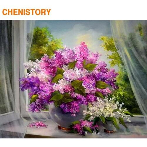 CHENISTORY Frame Violet DIY Painting By Numbers Kit Modern Wall Art Picture By Numbers Acrylic Canvas By Numbers For Home Decors