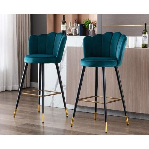 Best Seller Modern Green Velvet Fabric Upholstery Floral Back Bar Chair Counter Stool