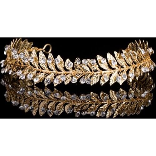 Luxcury Fashion Retro Headbands Crystal Alloy Hairbands Pearl Leaf Headwear Girls Vintage Hair Band Rhinestones Hair Accessories