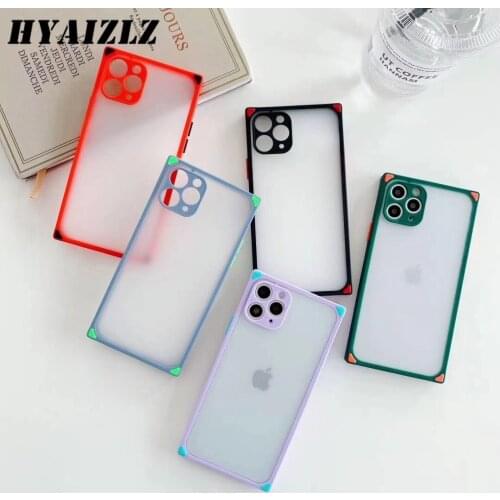 Square Matte Case for iPhone 11 Pro XR XS MAX 7 8 6 Plus SE 2020 Coque Fashion Candy Color Straight Edge Shockproof Back Cover