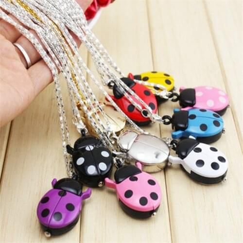 Fashion Retro Unisex Vintage double open Beetle Ladybug Owl Pendant Necklace multicolor Pocket Watch Gift Quartz Watch Clock