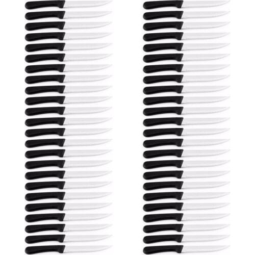 Set Of 48) Kitchen Gadgets Steak Knife Plastic Handle Stainless Steel Steak Pointed Knife
