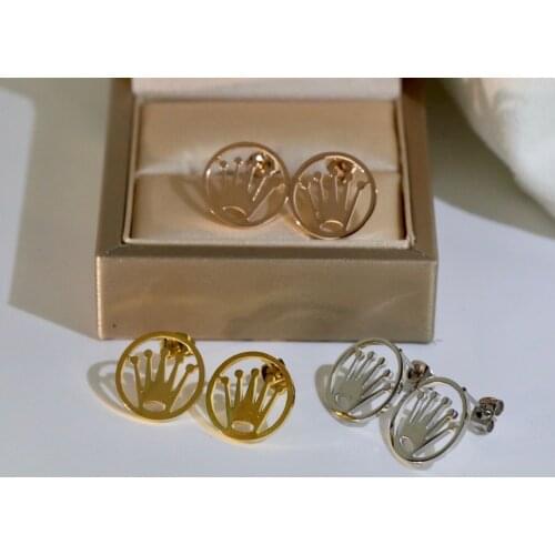 New Fashion Stainless Steel Crown Stud Earrings Charm Palm Jewelry Best Party Birthday Gift For Women Girls