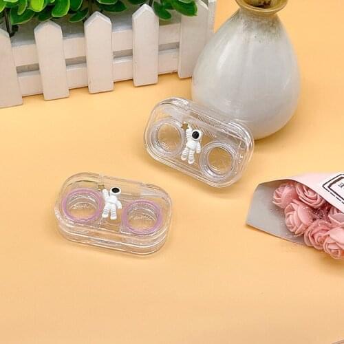 New Style Transparent Suction Stick Container Set Portable Astronaut Contact Lens Box for Women Travel Contact Lenses Case