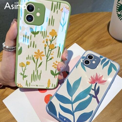 ASINA Original Liquid Silicone Tempered Glass Case for iPhone 11 12 Pro Max 12Mini XS XR X Cartoon Cover For iPhone 6 7 8 Plus