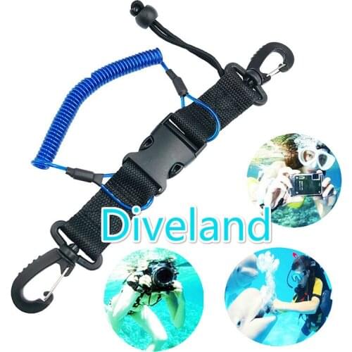 Spearfishing Accessories Scuba Diving Snappy Coil Springs Camera Lanyard Spiral With Ring Dive Underwater Torch Clip