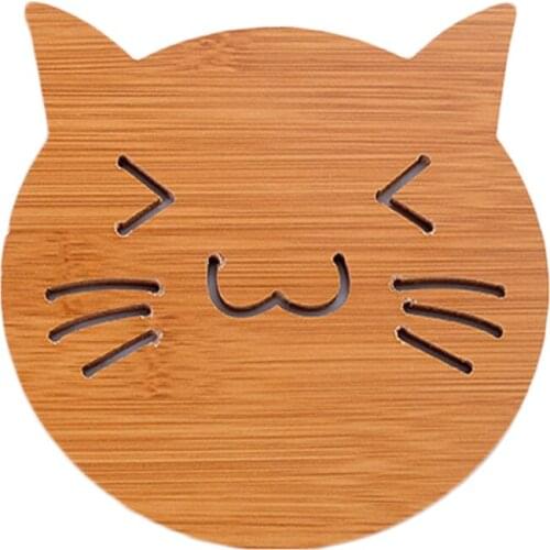 Quickdone 1Pcs Wooden Carved Cup Styles Vintage Retro Cute Animal Hollow Coaster Kitchen Thicken Insulation Pads Bar HG0387