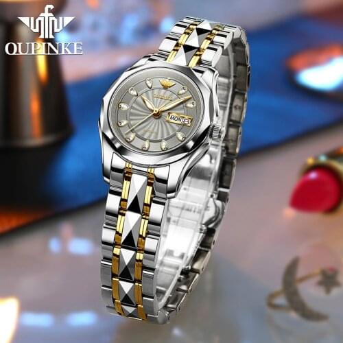 OUPINKE Luxury Gold Watches for Women Mechanical Automatic Wristwatch Lady Waterproof Sapphire Crystal Stainless steel watches