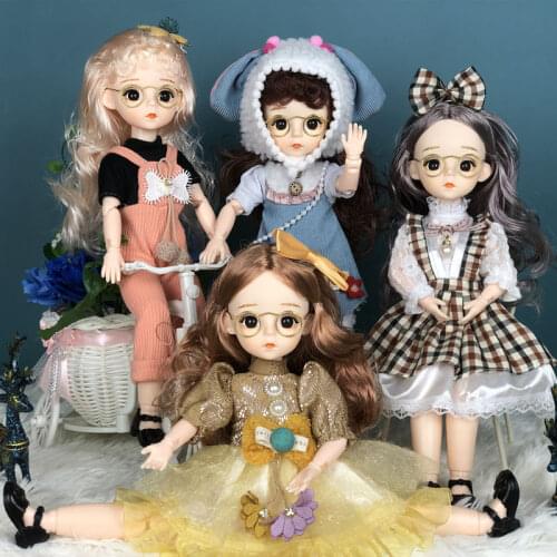 New 30cm BJD Doll Movable Jointed Dolls Cute Face Black Eyes Beauty Suit Toys Fashion Dress Make Up BJD DIY Toy Gift For Girls