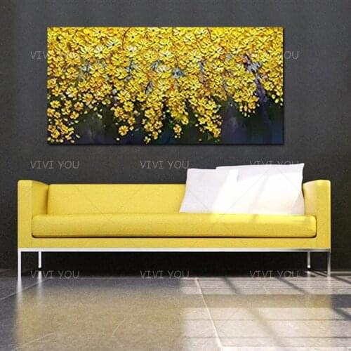 Gorgeous Flowers Gray Red White Yellow Colorful Oil Painting On Canvas For Room Decor Modern 100% Handmade Abstract Picture