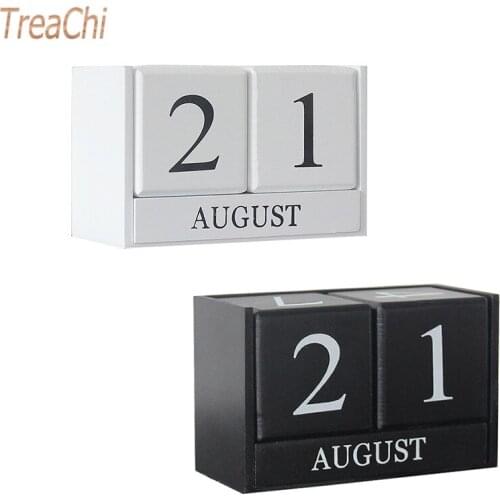 Vintage Wooden Perpetual Calendar Desk Decoration Home Office Supplies Decoration Artcraft Month Date Display Desktop