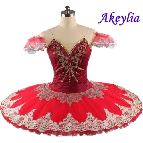 Red Professional tutu No elasticity for women ballet dance Wear sleeping beauty pancake tutu Classical Ballet Tutu Costumes 0261