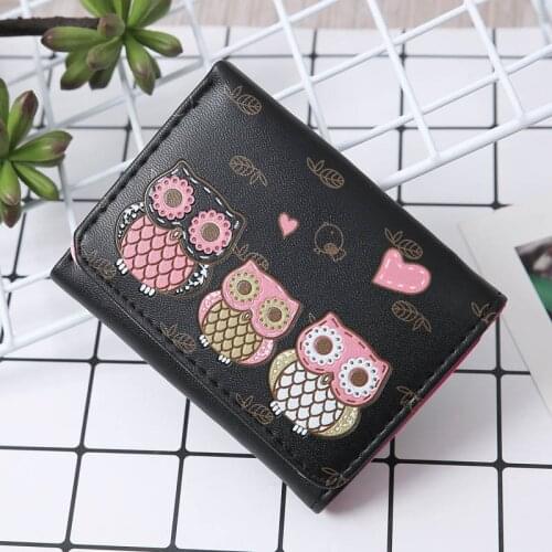 Cute Cartoon Owl Printed Coin Purse PU Leather Hasp Women Girls Wallet Clutch Bags Best Sale-WT
