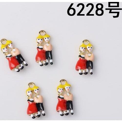 10pcs 16X7MM New enamel wedding couple charms lover anniversary Valentines day alloy pendant fittings DIY jewelry women dangle