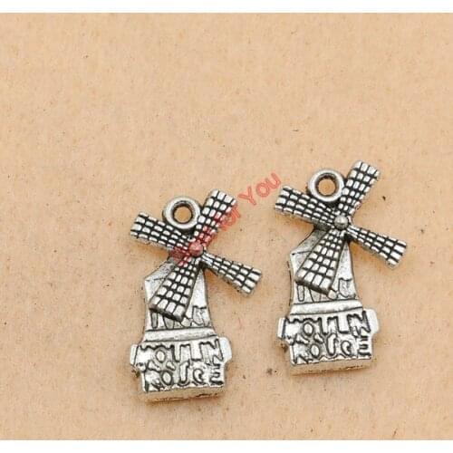 10PCS Windmill Charm Zinc Alloy Pendant Antique Silver Tone Jewelry Diy Jewelry Making Handmade 20x13mm