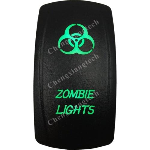 DC 12V 24V Waterproof IP66 ZOMBIE LIGHTS Rocker Switch GREEN Led lamp 5 Pin ON/OFF SPST