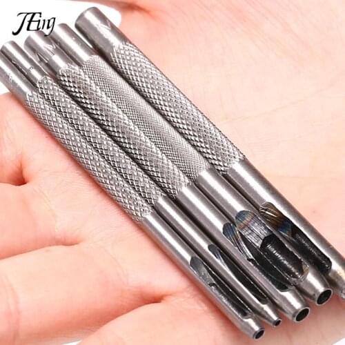 5Pcs/Lot Silver Leather Punch Leathercraft Hole Craft Set Hollow Puncher Belt Punch 1.5mm-4mm For Clothing Canvas Leather Tools