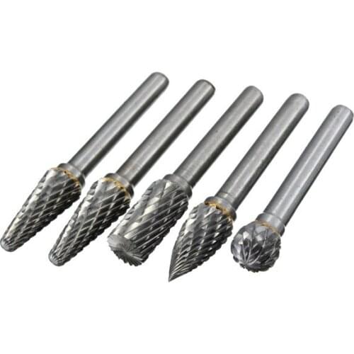 5pcs 1/4 Inch Shank 10mm Tungsten Carbide Burr Rotary Cutter file Set Engraving Tool