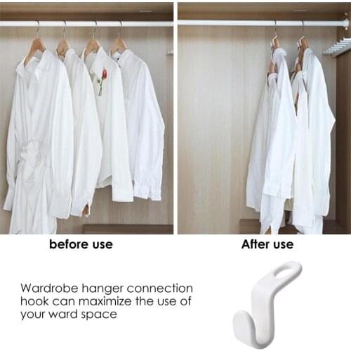 6/12/24PC Hanger Connector Hook Room Closet Stackable Extender Clips Garderobe Wardrobe Saving Space Storage Hanger Hook