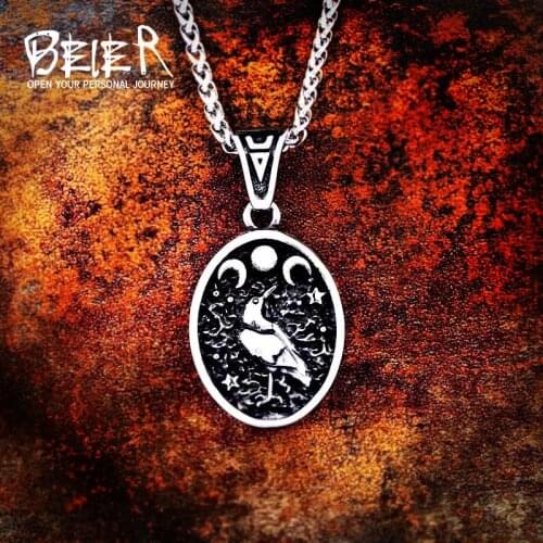 Beier 316L stainless steel Norse Vikings Pendant Amulet scandinavian Odin 's Symbol Myth Pagan bird necklace Jewelry LP357