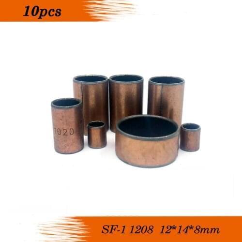 Free shipping SF1 SF-1 10pcs 1208 12*14*8 Self Lubricating Composite Bearing Bushing Sleeve 12x14x8mm sliding bearing