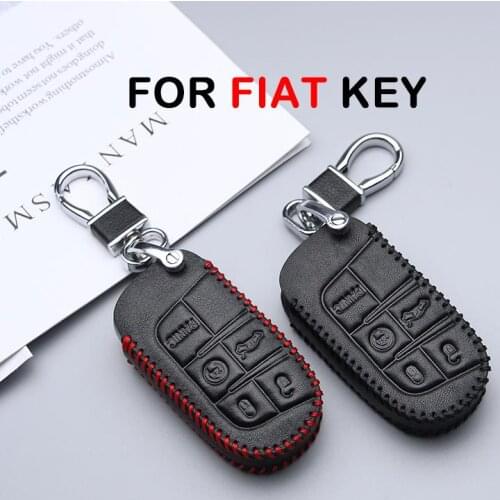Genuine Leather Car Key Case Cover For Fiat Punto Bravo Palio Linea Freemont Abarth Anti-wear Protective Key Shell Car Styling