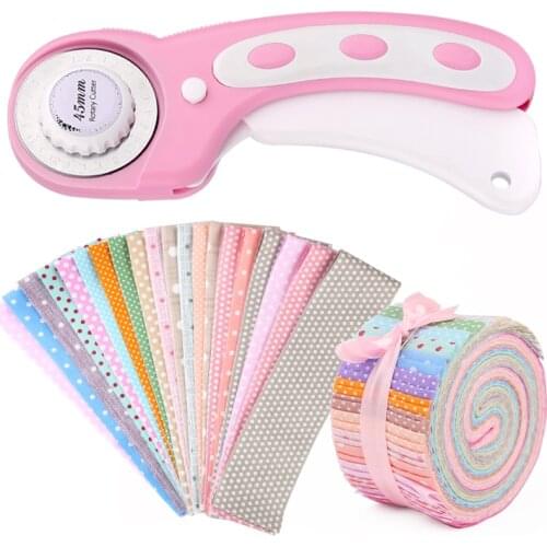 Dailylike 45mm Rotary Cutter Patchwork Cutting Tool And DIY 40 Pcs Jelly Roll Fabric Cotton Fabric Quilting Strips