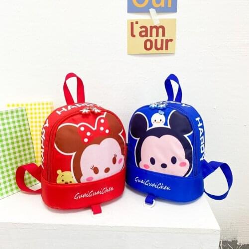 Childrens Minnie Cartoon Mickey Mouse Backpack Boy Girl Baby Kindergarten Anti-lost Travel Cute Tsum Tsum Small Plush Backpack