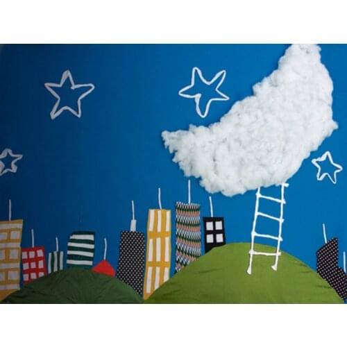 5x7ft Cartoon City Moon for Children Photography Backdrops Photo Props Studio Background