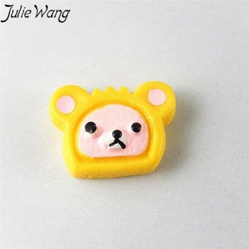 Julie Wang 10pcs/pack Imitation Food Series Resin Yellow Warm Color Cute Mini Bear Cake Shape Jewelry Accessories Sweet Baby