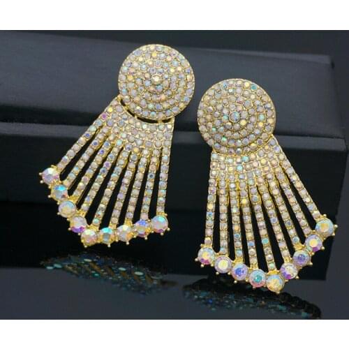 Classic zircon Crystal Women Dangle Earrings Asymmetric Loving Earrings Bohemian Drop Earrings