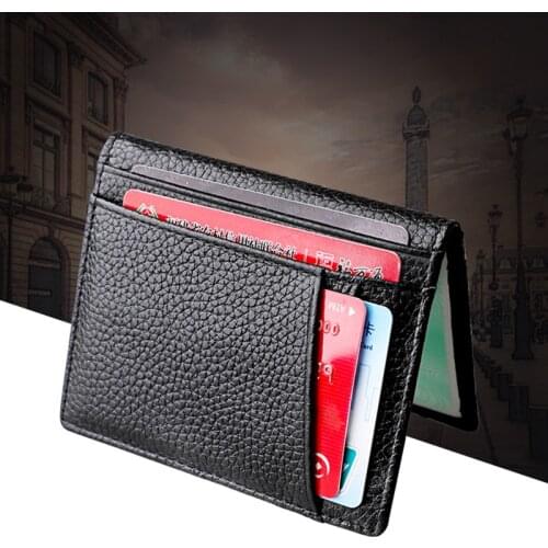 ZOVYVOL 2021 Men Wallet Thin Mini Credit Card Holder Wallet Slim Soft Wallet 100% Genuine Leather Purse Card Holders Light Black