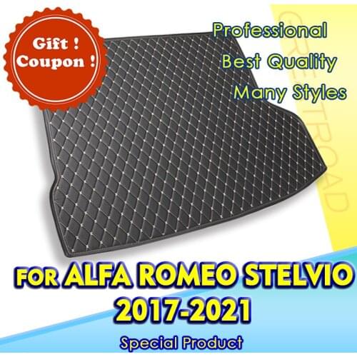 Car Trunk Mat For Alfa Romeo Stelvio 2017 2018 2019 2020 2021 Cargo Liner Carpet Interior Accessories Cover