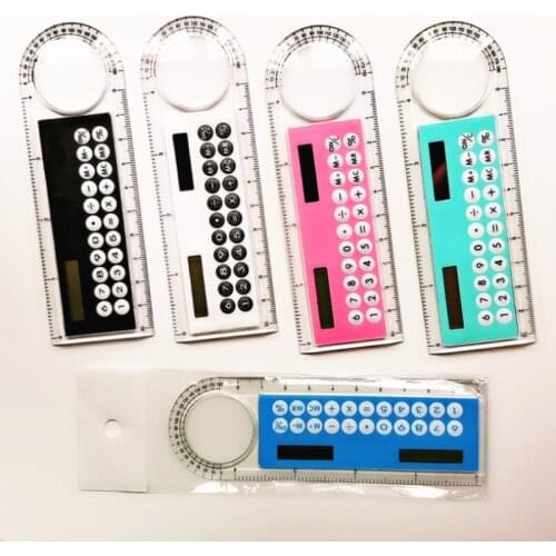 Multifunctional Solar Calculator Ruler Length Angle Ruler Card Ruler School Office Students 2021 Start of School Cute Ruler