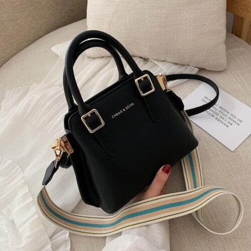 Fashion PU womens shoulder bag to send two shoulder straps high quality ladies Messenger bag black girl handbags manufacturers