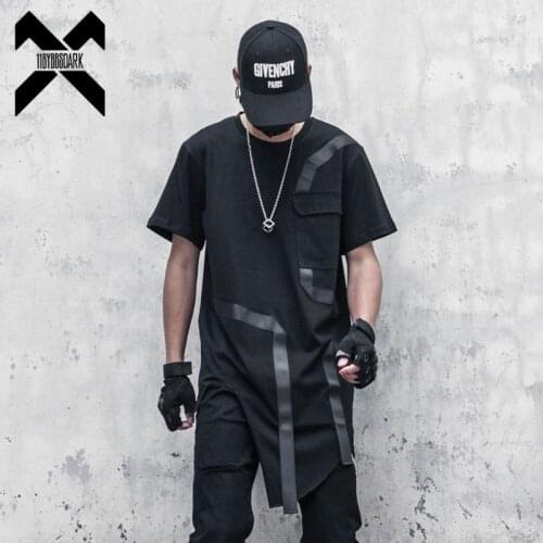 11 BYBBS DARK Hip Hop Dark T-Shirt Men 2021 Summer Asymmetric Cut Mid-length Streetwear Tshirts Cotton Tops Tees WB173